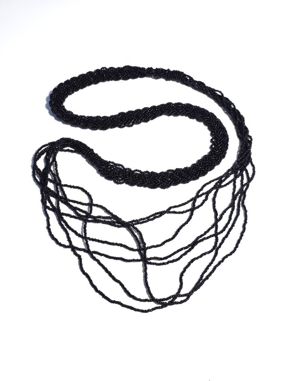 Black  braided seed bead necklace